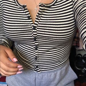 H&M STRIPED CROP TOP